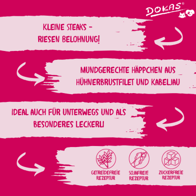 Thumbnail 3: Dokas Dokas Mini-Steaks mit Hühnerbrust Hundelecklerli 12x 50g Multipack