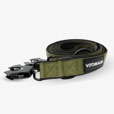 Vitomalia Extreme EditionTaktische verstellbare Hundeleine mit Froschkarabiner aus Hartaluminum Khaki