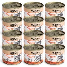 Dogs'n Tiger Adult Premium, Katzenfutter, Köstlich, Nassfutter, Getreidefrei, Pute & Leinöl, 12x 200g