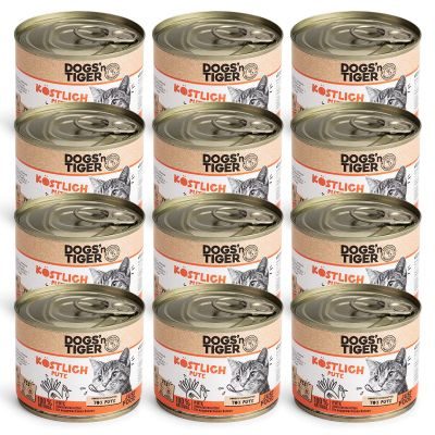 Dogs'n Tiger Adult Premium, Katzenfutter, Köstlich, Nassfutter, Getreidefrei, Pute & Leinöl, 12x 200g