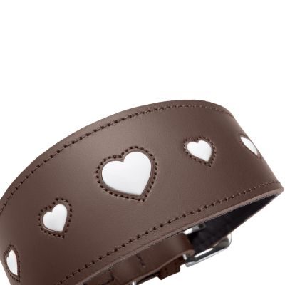 HUNTER Windhundhalsband Love S (42), braun/schwarz