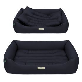 HOUND&NATURE SET: Hundebett BERN XXL dunkelblau + wasserfestem hellgrauen Baumwoll-Matratzenüberzug