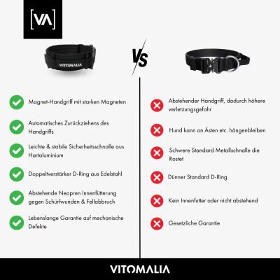 Thumbnail 8: Vitomalia Extreme EditionTaktisches Hundehalsband mit belastbarer Schnalle & Magnet Handgriff - Schwarz