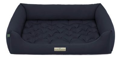 HOUND&NATURE SET: Hundebett ZERMATT XL dunkelblau + wasserfestem hellgrauen Fleece-Matratzenüberzug