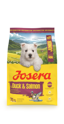 Josera Mini Junior Duck & Salmon 3x3kg, Trockenfutter für heranwachsende Hunde kleiner Rassen