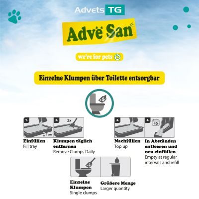 Thumbnail 3: Adve® San Klumpendes Bio-Katzenstreu aus Holz - 100% Natürlich - Klumpstreu pflanzlich - Holzstreu - in der Toilette entsorgbar - 4.3 kg / 10 l