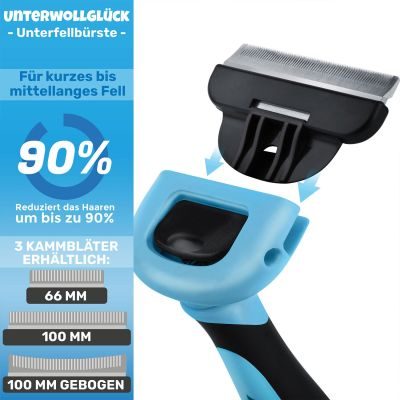Thumbnail 3: BluePet Kurzhaar Unterfellbürste - Deshedder, Unterwollbürste für Hunde & Katzen im Fellwechsel - Entfernen von Unterwolle, Filz & Knoten - Unterwollkamm