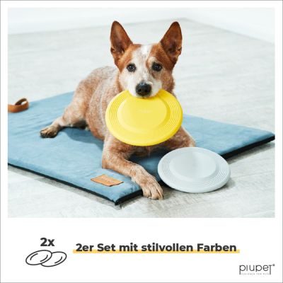 Thumbnail 5: PIUPET Frisbee Hund I Gelb & Grau I 22cm Durchmesser I Farben gut erkennbar für Hunde I 2er-Set Frisbees I Hundefrisbee-Set