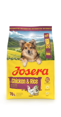 Josera Mini Junior Chicken & Rice, glutenfreies Trockenfutter für ältere, kleine Hunde, 3kg