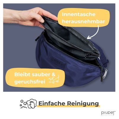Thumbnail 2: PIUPET Leckerlitasche für Hunde I Stylische & wasserdichte Gassitasche I Bauch- & Umhängetasche I 3 Fächer I Blau