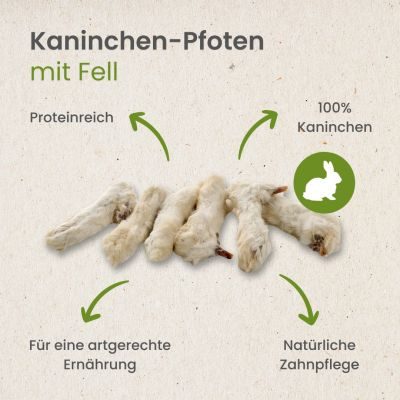 Thumbnail 4: kauartikel.com Kaninchen-Pfoten mit Fell - Hunde-Kauartikel - Hunde-Snack - Hypoallergen-Kausnack - Hasen-Leckerli