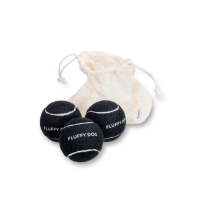 Thumbnail 2: Fluffy Dog Fluffy Ball Set – 3 vegane Hundespielbälle mit Baumwolltasche, weich & federnd