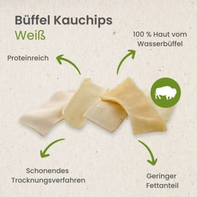 Thumbnail 4: kauartikel.com Büffel-Kauchips, weiß -  Hunde-Kauartikel - Hunde-Snack - Büffel-Kausnack - Leckerli vom Rind