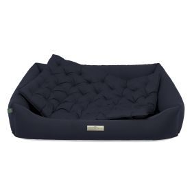 HOUND&NATURE SET: Hundebett ZERMATT XXL dunkelblau + wasserfestem Baumwoll-Matratzenüberzug