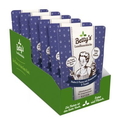 Thumbnail 1: Betty's Landhausküche Katzennassfutter Huhn & Fasan mit Borretschöl 12x 250g im Frischebeutel
