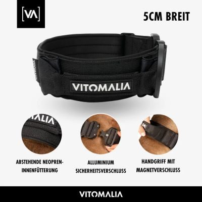 Thumbnail 3: Vitomalia Extreme EditionTaktisches Hundehalsband mit belastbarer Schnalle & Magnet Handgriff - Schwarz