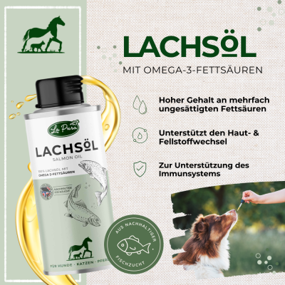 Thumbnail 5: LaPura PetVet - LaPura Lachsöl für Hunde, Katzen und Pferde - Nahrungsergänzung - Futterergänzung - BARF-Zusatz