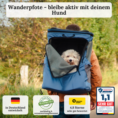 Thumbnail 5: Wanderpfote Hunderucksack bis 12kg - Modell Daypack, Größe M, Blau - Premium Rucksack für kleine bis mittelgroße Hunde