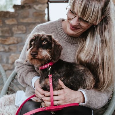 Thumbnail 4: HUNTER Halsband Diamond Petit S (42), pink/schwarz