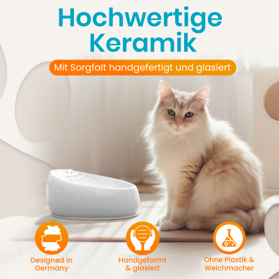 Thumbnail 5: Lucky-Kitty Katzenbrunnen Keramik (Weiss)