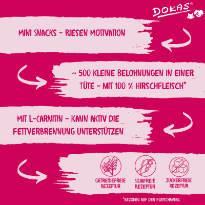 Thumbnail 5: Dokas Minis Hirschfleisch Trainigsleckerlis für Hunde 10x 60g Multipack