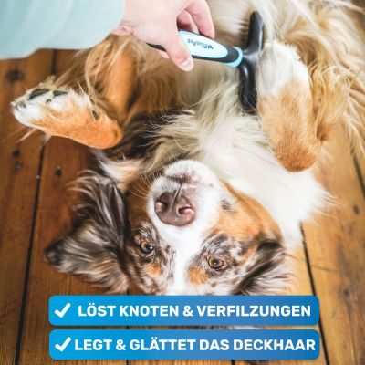 Thumbnail 5: BluePet Fellentwirrer Striegel für Langhaar Hunde & Katzen, zwei Reihen feste Pins - Entfilzungskamm, Unterwollrechen: glättet & entwirrt langes Fell & Knoten