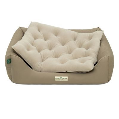 HOUND&NATURE Hundebett ZÜRICH M taupe + wasserfestem Baumwoll-Matratzenüberzug