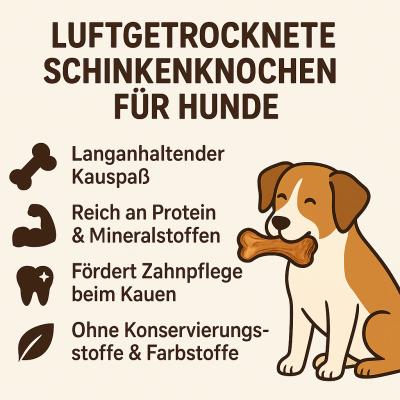 Thumbnail 5: 123… Hund dabei! Luftgetrocknete Schinkenknochen für Hunde - 4 Stück - Natürlicher Kausnack, Langanhaltende Beschäftigung, Reich an Protein & Mineralstoffen