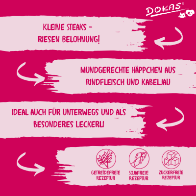 Thumbnail 1: Dokas Mini-Steaks mit Rindfleisch Hundeleckerli 12x 50g Multipack