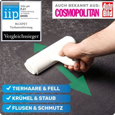 Thumbnail 8: BluePet Tierhaarentferner inkl Mini Fusselrolle I Wiederverwendbare Fusselbürste, Tierhaare, Katzenhaare, Hundehaare auf Polster entfernen I Wiederverwendbar