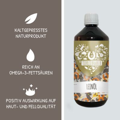 Thumbnail 2: Tierliebhaber Leinöl für Pferde - Pflegeöl mit vielen Vitaminen und wertvollen Omega-3-Fettsäuren für gesunde Haut & Fell