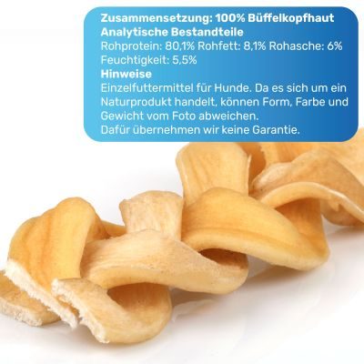 Thumbnail 2: BluePet Büffelhautzopf (Naturprodukt, ungebleicht). Form und Farben können leicht abweichen. Losestückware wird ausschließlich als 10er Set verkauft