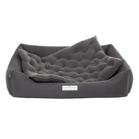 HOUND&NATURE SET: Hundebett ZÜRICH XXL dunkelgrau + wasserfestem Fleece-Matratzenüberzug