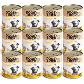 Dogs'n Tiger Adult Premium Hundefutter, Nassfutter, Getreidefrei, Mahlzeit, Huhn & Karotte, 12x 800g
