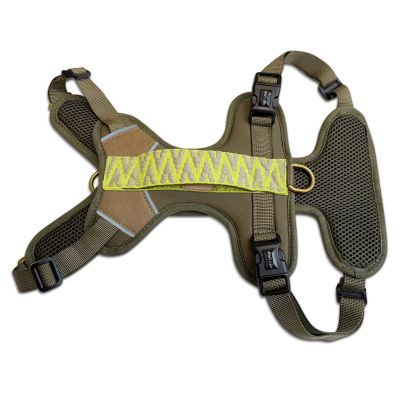 Hey Lana Premium Hundegeschirr Gepolstert - mit Reflektoren und Haltegriff  L / Olivgrün/Neongelb