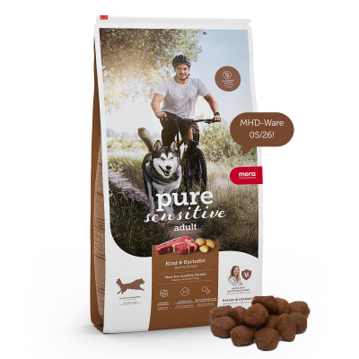 mera pure sensitive Rind & Kartoffel, highprotein Hundefutter trocken mit Rind & Kartoffel, 12,5kg - MHD Ware!