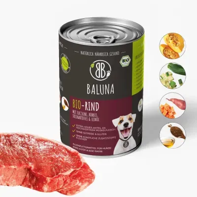 Baluna Bio-Rind mit Zucchini, Kürbis, Süsskartoffel & Leinöl 400g