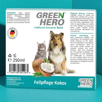 Thumbnail 2: Greenhero GreenHero® Kokos Fellpflege 250ml mit Kokoswasser gegen Verfilzungen