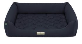 HOUND&NATURE SET: Hundebett ZERMATT XL dunkelblau + wasserfestem Baumwoll-Matratzenüberzug