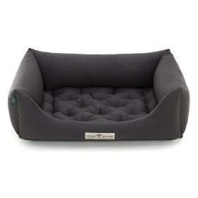 HOUND&NATURE SET: Hundebett ZERMATT M dunkelgrau + wasserfestem Fleece-Matratzenüberzug