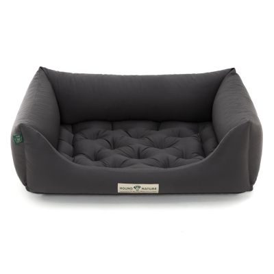 HOUND&NATURE Hundebett ZERMATT M dunkelgrau + wasserfestem Fleece-Matratzenüberzug