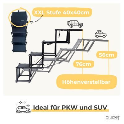 Thumbnail 3: PIUPET Klappbare Hundetreppe I Mobile Auto-Einstiegshilfe für große und kleine Hunde I Wasserabweisende PVC Hundeleiter für Sicherheit und Komfort