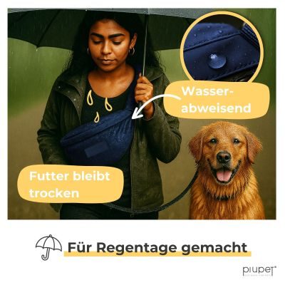 Thumbnail 5: PIUPET Leckerlitasche für Hunde I Stylische & wasserdichte Gassitasche I Bauch- & Umhängetasche I 3 Fächer I Blau