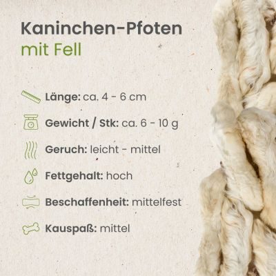 Thumbnail 3: kauartikel.com Kaninchen-Pfoten mit Fell - Hunde-Kauartikel - Hunde-Snack - Hypoallergen-Kausnack - Hasen-Leckerli