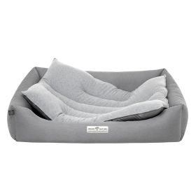 HOUND&NATURE SET: Hundebett LUZERN XXL hellgrau + wasserfestem Baumwoll -Matratzenüberzug