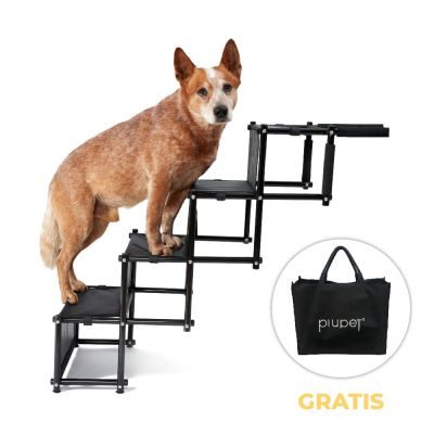 Thumbnail 4: PIUPET Klappbare Hundetreppe I Mobile Auto-Einstiegshilfe für große und kleine Hunde I Wasserabweisende PVC Hundeleiter für Sicherheit und Komfort