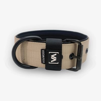 Vitomalia Classic EditionKlassisches Hundehalsband mit abstehender Innenfütterung - Nero Beige