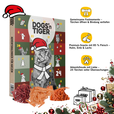 Thumbnail 2: Dogs'n Tiger Adventskalender 2024, Weihnachtsgeschenk, Katzen Snacks, Gefriergetrocknete Snacks, Enten, Huhn & Lachs, Weihnachtskalender
