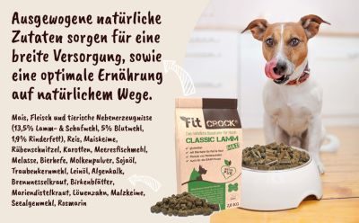 Thumbnail 5: Fit-CROCK® Classic Lamm Maxi 3 kg – Natürliches, kaltgepresstes Trockenfutter für ausgewachsene Hunde