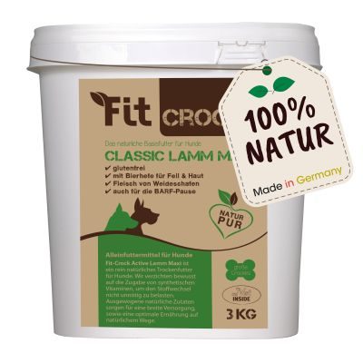 Fit-CROCK® Classic Lamm Maxi 3 kg – Natürliches, kaltgepresstes Trockenfutter für ausgewachsene Hunde
